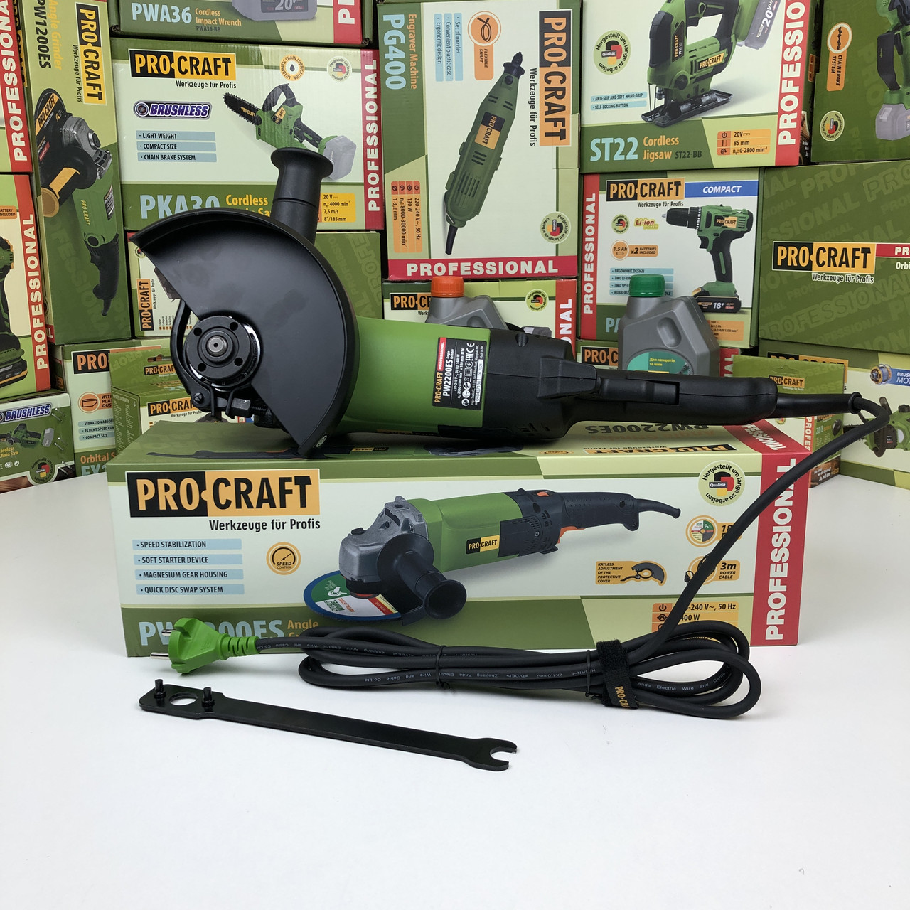 Болгарка Procraft PW2200ES (180мм, 1400Вт) з регулюванням та стабілізацією обертів. КШМ Прокрафт