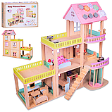 Ляльковий будиночок дерев'яний великий (3 поверхи, меблі, дах, шестерні, перемикачі, ліфт, музика) MD 1370, фото 2