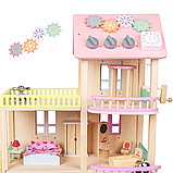 Ляльковий будиночок дерев'яний великий (3 поверхи, меблі, дах, шестерні, перемикачі, ліфт, музика) MD 1370, фото 3