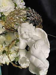 Обруч на голову Лавровий лист Золотистий 100 мм Прикраса для волосся Красивий обруч для нареченої