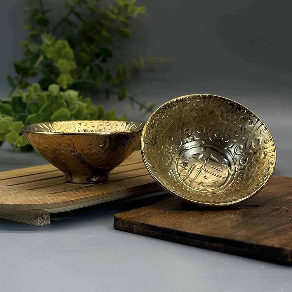 Золота порцелянова піала для пуеру «Достаток» (1шт 75мл), фото 1