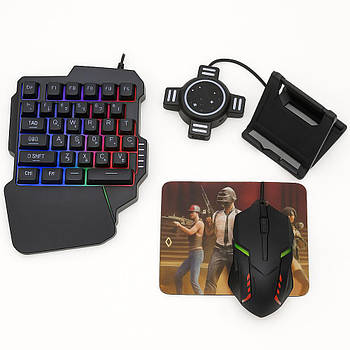 Комплект клавіатура, миша, килимок, підставка та хаб 5в1, GGS-IVAR-TWIN Mix Pro / Дротова клавіатура з мишкою