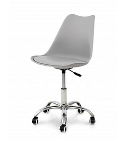 Пластиковое кресло cерое Эльф на хром колесиках