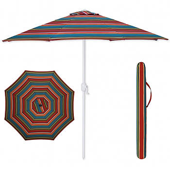 Парасолька пляжна з механізмом підйому 2,7м, HY-27, Різнокольоровий / Складна парасолька для пляжу / Велика парасолька від сонця