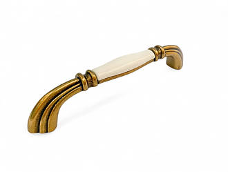 Ручка-скоба Serenata Antica сучасна класика GU-M7101 античне золото з керамікою 128 мм.