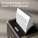 Шредер. Знищувач документів Deli T099 25арк., 4х30мм, 31літр. Секретність - Р4 (T099), фото 7