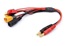 Перехідник АКБ з кабелем 16/18/22AWG Banana 4.0мм Папа на XT60/XT30/T-Plug/DC5.5/JST AMASS довжина 20см - 1 шт.