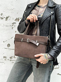 Сумка жіноча "Лоліта" натуральна шкіра та замша, коричнева (капучино)