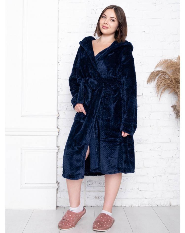 Халат жіночий, махровий великого розміру з поясом, фото 1