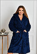 Халат жіночий, махровий великого розміру з поясом, фото 2