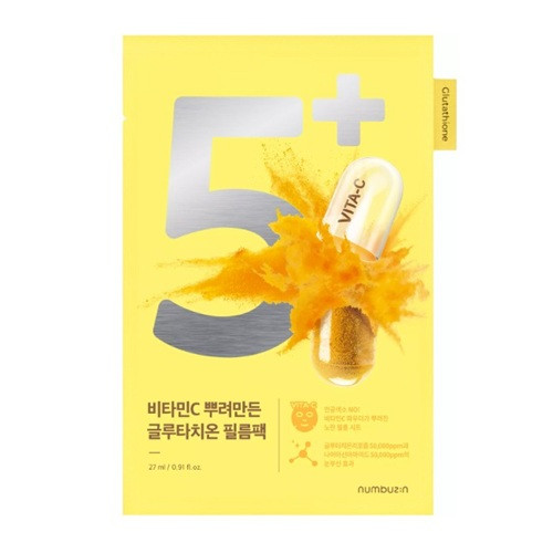 Numbuzin No.5+ Glutathione Vitamin Concentrated Mask Тканинна освітлювальна маска, 1 шт