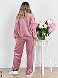 4110-9 Спортивний костюм жіночий на блискавці велюр прямі штани норма (3 од: 42,44,46), фото 2
