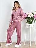 4110-9 Спортивний костюм жіночий на блискавці велюр прямі штани норма (3 од: 42,44,46), фото 5