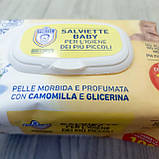 Вологі натуральні серветки для дітей Dr. Protec Premium Quality Baby з ромашкою та гліцерином 100 шт з Італії, фото 2