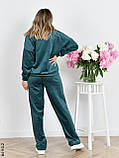 4110-2 Спортивний костюм жіночий на блискавці велюр прямі штани норма (3 од: 42,44,46), фото 2