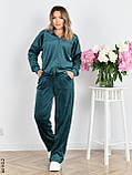 4110-2 Спортивний костюм жіночий на блискавці велюр прямі штани норма (3 од: 42,44,46), фото 3