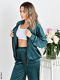 4110-2 Спортивний костюм жіночий на блискавці велюр прямі штани норма (3 од: 42,44,46), фото 4