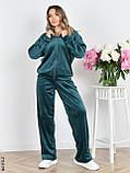 4110-2 Спортивний костюм жіночий на блискавці велюр прямі штани норма (3 од: 42,44,46), фото 5