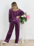 4110-11 Спортивний костюм жіночий на блискавці велюр прямі штани норма (3 од: 42,44,46), фото 2
