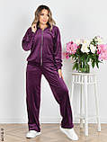 4110-11 Спортивний костюм жіночий на блискавці велюр прямі штани норма (3 од: 42,44,46), фото 4