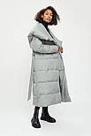 Довгий жіночий пуховик-ковдра з поясом Finn Flare W20-11041-916 сіра XS, фото 3