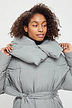 Довгий жіночий пуховик-ковдра з поясом Finn Flare W20-11041-916 сіра XS, фото 5