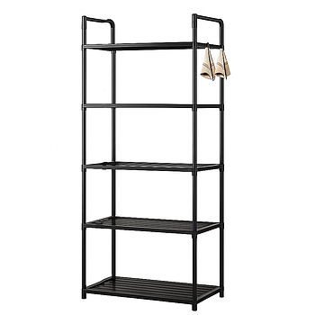 Стелаж на підлогу етажерка з 5 полицями, 147х50.5x27см, XL-1330, Чорна / Етажерка у ванну / Стелаж на кухню