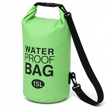 Водонепроникний гермомішок 15 л, Ocean Pack, Салатовий/ Сумка мішок водонепроникна/Смок для захисту