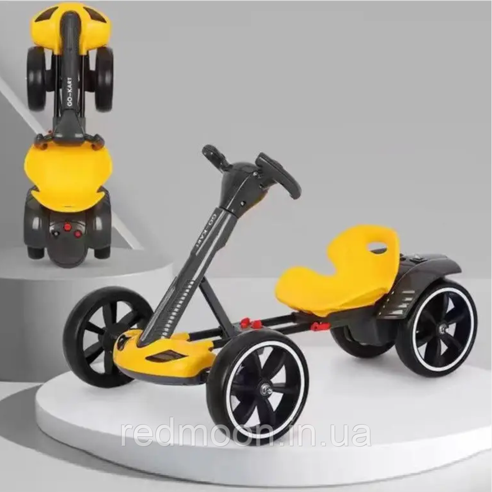 Дитячий електрокарт, 390 Вт, M 6072, Жовтий / Електрокарт дитячий одномісний / Електрокартинг, фото 1