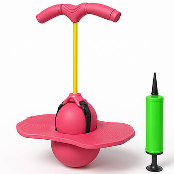 Дитячий м'яч для стрибків до 100 кг + Насос, Jumbo Viking, Рожевий/Джампінг для дітей/Джампер/Панажер для