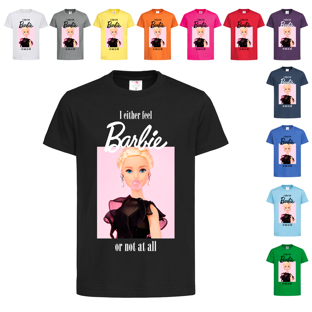 Чорна дитяча футболка З малюнком Барбі (11-1-7), фото 1