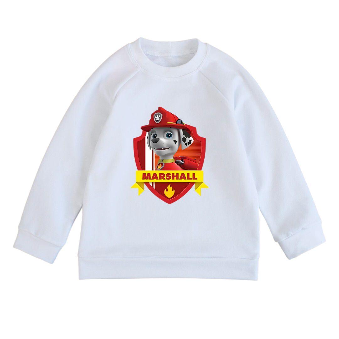 Світшот дитячий білий з принтом Щенячий патруль Маршал, фото 1