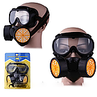 Промислова захисна маска з подвійним респіратором та окулярами / Будівельна маска повнолицева / Маска від пилу, фото 4