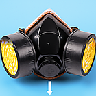 Промислова захисна маска з подвійним респіратором та окулярами / Будівельна маска повнолицева / Маска від пилу, фото 7