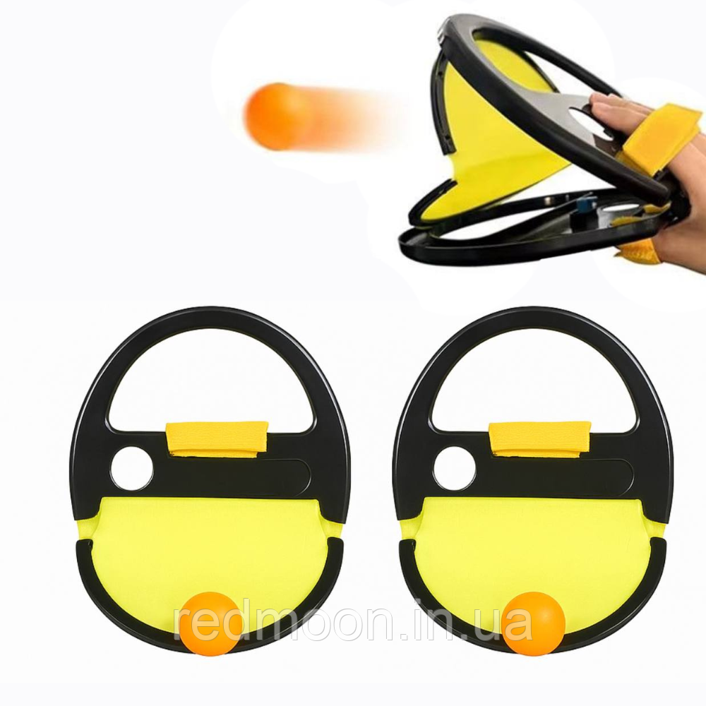 2 шт Повітряний теніс 1 ракетка, 2 м'ячі, Чорний / Розвиваюча гра Злови м'яч / Дитяча гра кидай лови м'яч, фото 1