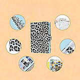 Блокнот-планер для грошей формат А6, планер бюджету та зберігання фінансів, органайзер леопардовий з синім відтінком, фото 2