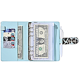 Блокнот-планер для грошей формат А6, планер бюджету та зберігання фінансів, органайзер леопардовий з синім відтінком, фото 4