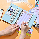 Блокнот-планер для грошей формат А6, планер бюджету та зберігання фінансів, органайзер леопардовий з синім відтінком, фото 9
