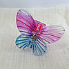 Заколка краб Метелик для волосся градієнт синьо-рожевий 75x55 мм