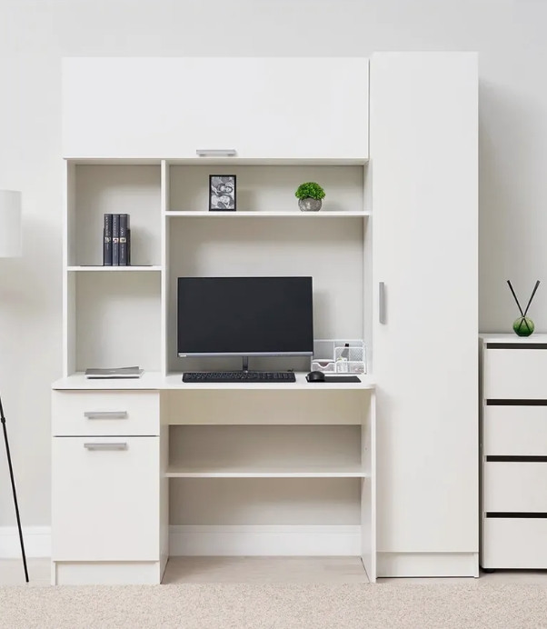 Мультифункціональний навчальний стіл з полицями та шафою СЛТ - 8, колір Білий