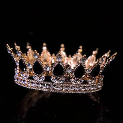 Металева корона для торта 12,5х5,5см / Золота діадема / Тіара / Корона на голову для фотосесії