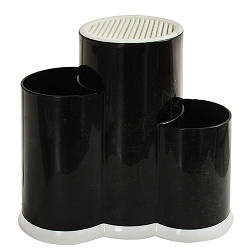 Підставка для ножів і столових приборів Stenson універсальна потрійна 11*22 см Чорна