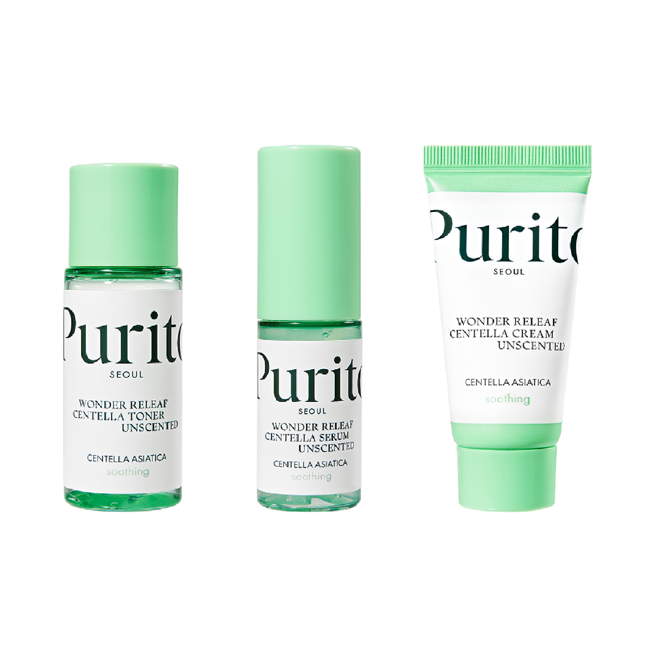 Набір з центеллою без ефірних масел Purito Seoul Wonder Releaf Centella Mini Kit Unscented (оригінал), фото 1