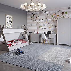 Сучасні сірі модульні дитячі меблі для хлопчика з письмовим столом у дитячу кімнату спальню Інді Ліон