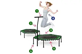 Батут для фітнесу Neo-Sport 1103 з поручнем 4 фути 127 см чорно-зелений 5903890604349