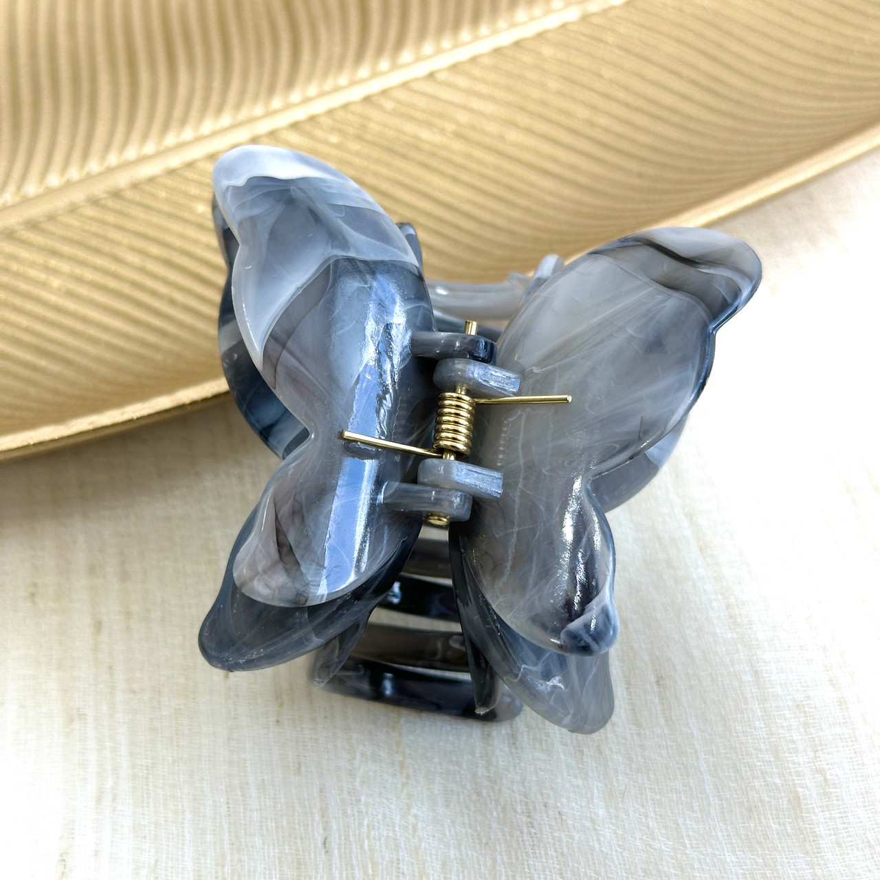 Заколка краб Метелик для волосся сірий 62x67 мм, фото 1