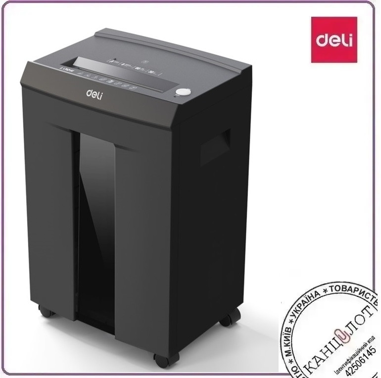 Шредер. Знищувач документів Deli T098 8арк., 1х5мм, 30літр. Секретність - Р7 (T098), фото 1