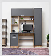 Мультифункціональний навчальний стіл з полицями та шафою СЛТ - 8, колір Дуб артізан + Антрацит