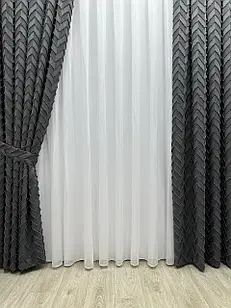 Штора з візерунком "Скандинавія" преміум якості, колір графітовий