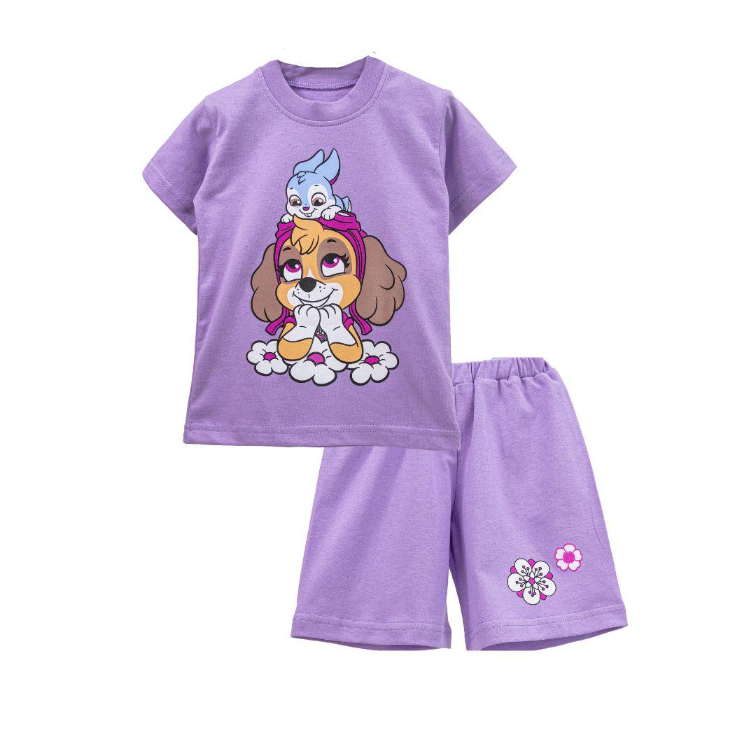 Літній комплект для дівчинки Собачка футболка та шорти кулір, фото 1